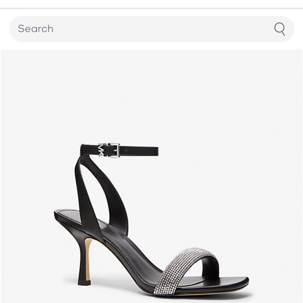Michal Kors Carrie black leather embellished with rhinestones Sandal- 7.5- New